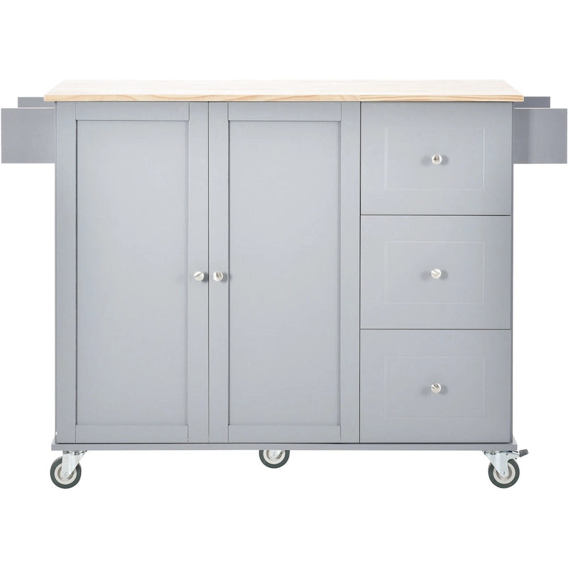 Blue / White / Black / Grey Rolling Kitchen Island Cart with Foldable Drop-Leaf | 2-Person Assembly