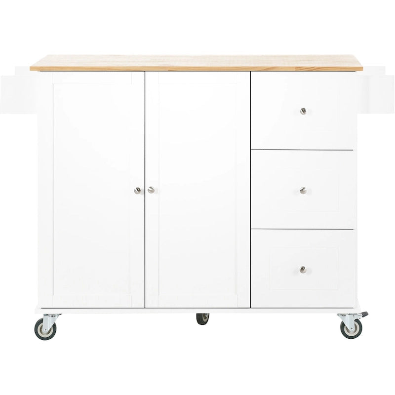 Blue / White / Black / Grey Rolling Kitchen Island Cart with Foldable Drop-Leaf | 2-Person Assembly