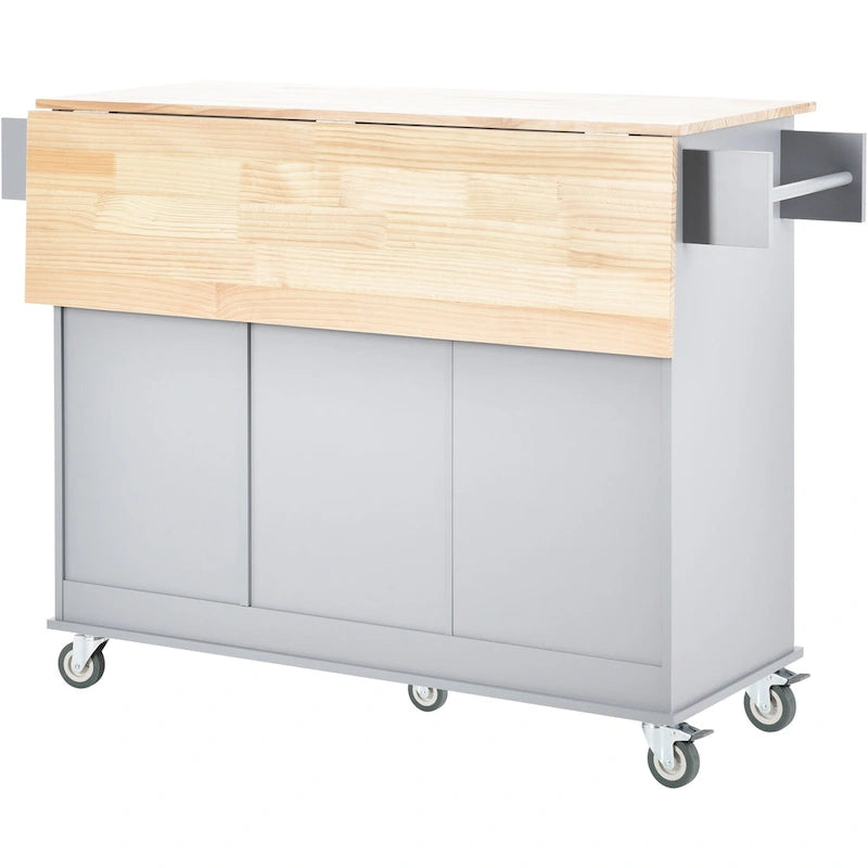 Blue / White / Black / Grey Rolling Kitchen Island Cart with Foldable Drop-Leaf | 2-Person Assembly