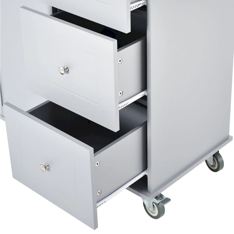 Blue / White / Black / Grey Rolling Kitchen Island Cart with Foldable Drop-Leaf | 2-Person Assembly
