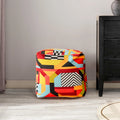 Embroidery Cube Pouf Ottoman, 23", Microbead Fill, Removable Cover, Seats 1