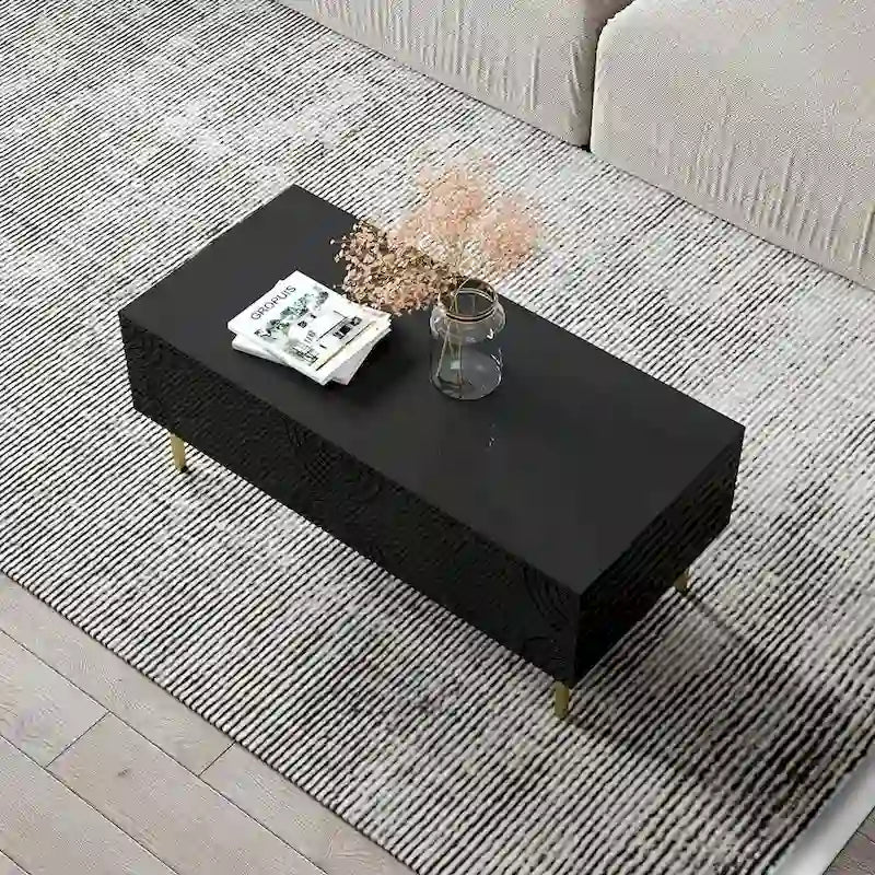 High Gloss Coffee Table, White/Black, Modern Style, Seats 1