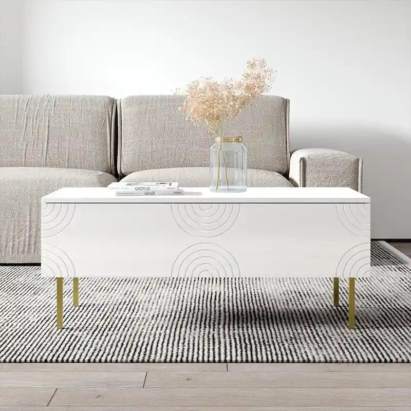 High Gloss Coffee Table, White/Black, Modern Style, Seats 1