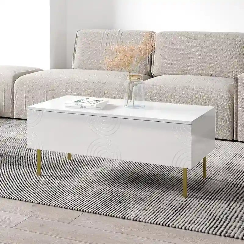 High Gloss Coffee Table, White/Black, Modern Style, Seats 1