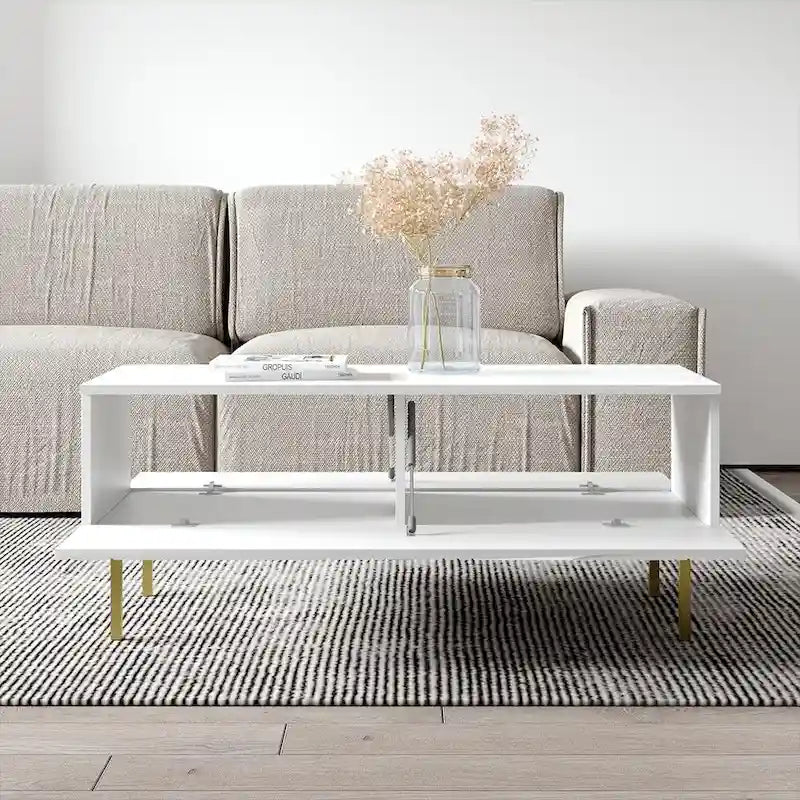High Gloss Coffee Table, White/Black, Modern Style, Seats 1