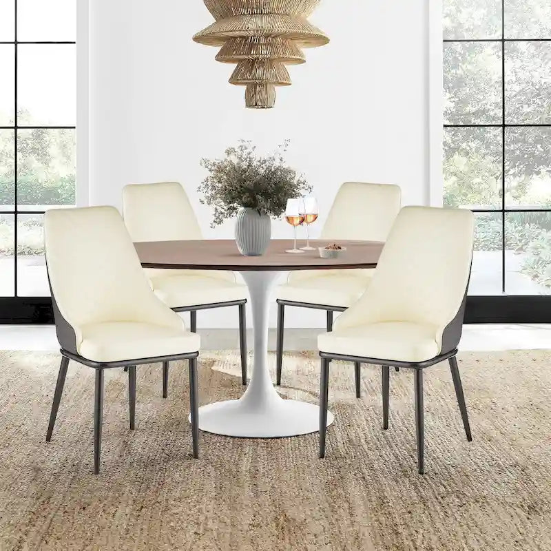 Faux Leather Dining Chair, Set of 2 – Orange / Dark Grey / Black / Blue / Light Grey