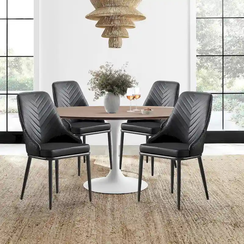 Faux Leather Dining Chair, Set of 2 – Orange / Dark Grey / Black / Blue / Light Grey