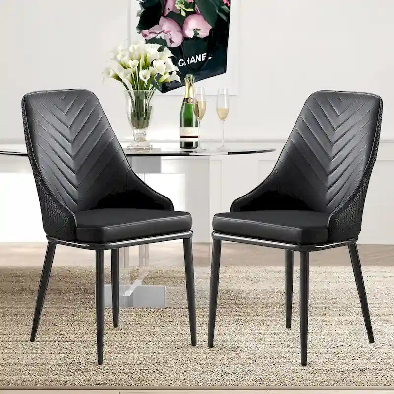 Faux Leather Dining Chair, Set of 2 – Orange / Dark Grey / Black / Blue / Light Grey