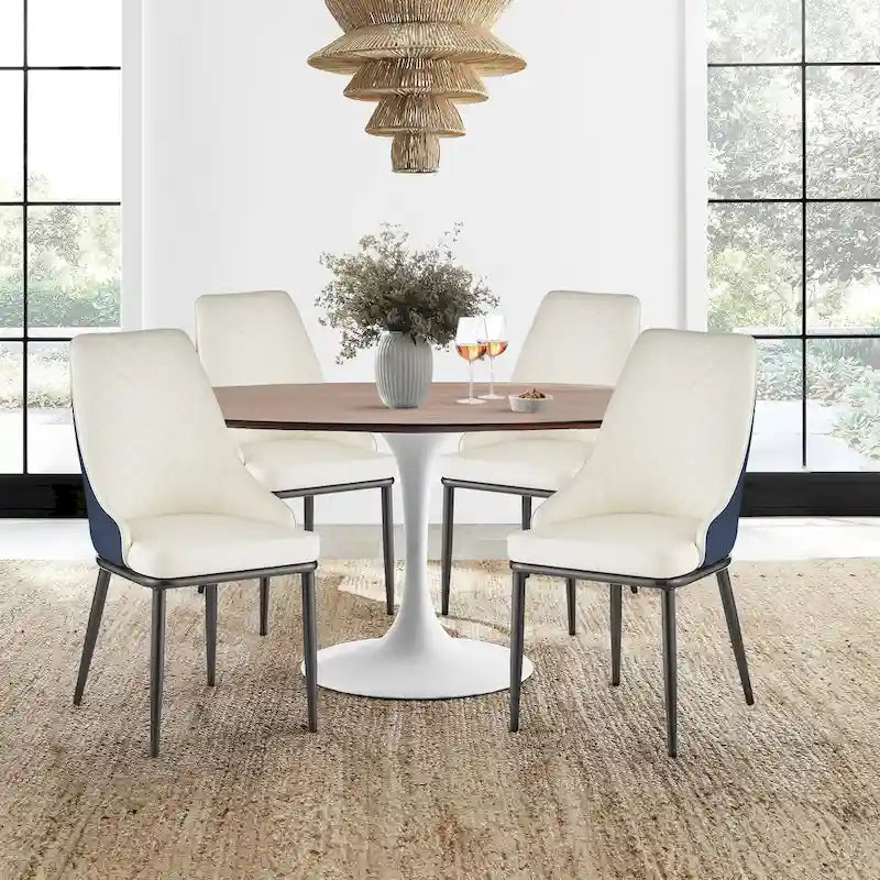 Faux Leather Dining Chair, Set of 2 – Orange / Dark Grey / Black / Blue / Light Grey