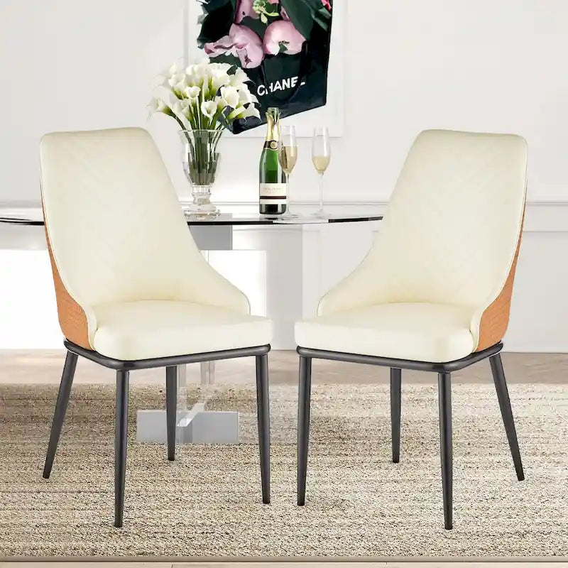 Faux Leather Dining Chair, Set of 2 – Orange / Dark Grey / Black / Blue / Light Grey