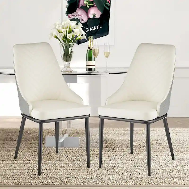 Faux Leather Dining Chair, Set of 2 – Orange / Dark Grey / Black / Blue / Light Grey