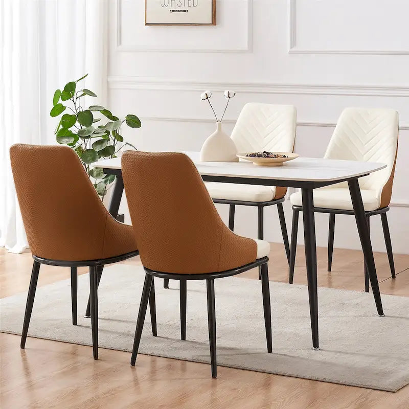 Faux Leather Dining Chair, Set of 2 – Orange / Dark Grey / Black / Blue / Light Grey