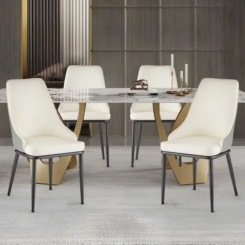 Faux Leather Dining Chair, Set of 2 – Orange / Dark Grey / Black / Blue / Light Grey