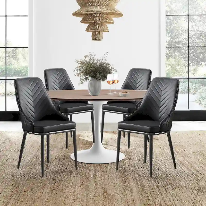 Faux Leather Dining Chair, Set of 2 – Orange / Dark Grey / Black / Blue / Light Grey