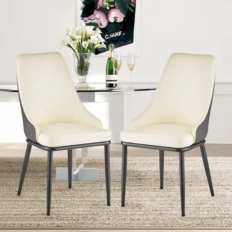 Faux Leather Dining Chair, Set of 2 – Orange / Dark Grey / Black / Blue / Light Grey