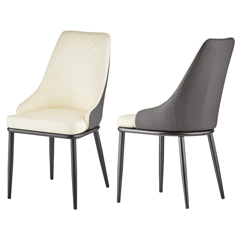 Faux Leather Dining Chair, Set of 2 – Orange / Dark Grey / Black / Blue / Light Grey