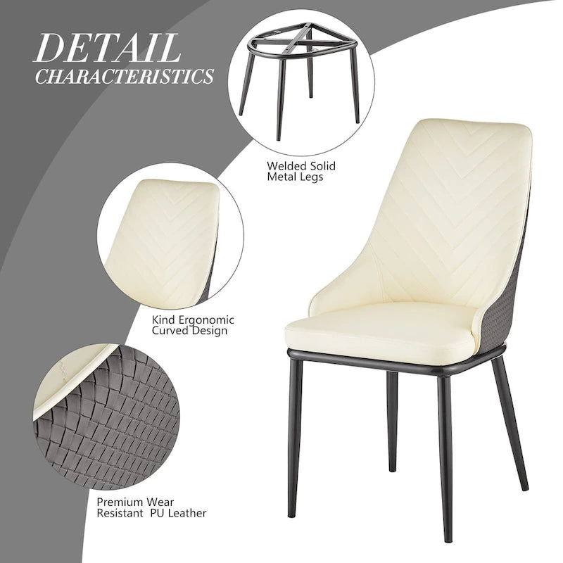 Faux Leather Dining Chair, Set of 2 – Orange / Dark Grey / Black / Blue / Light Grey