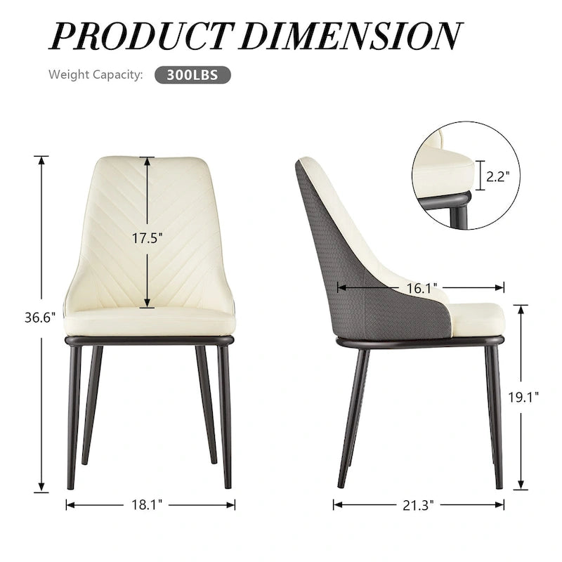 Faux Leather Dining Chair, Set of 2 – Orange / Dark Grey / Black / Blue / Light Grey