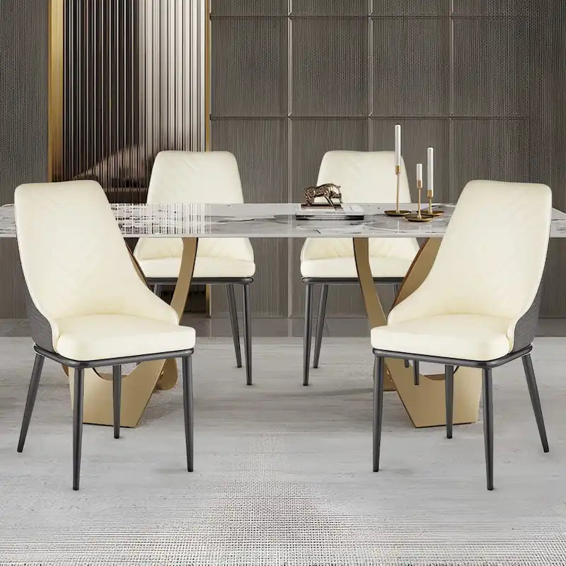 Faux Leather Dining Chair, Set of 2 – Orange / Dark Grey / Black / Blue / Light Grey