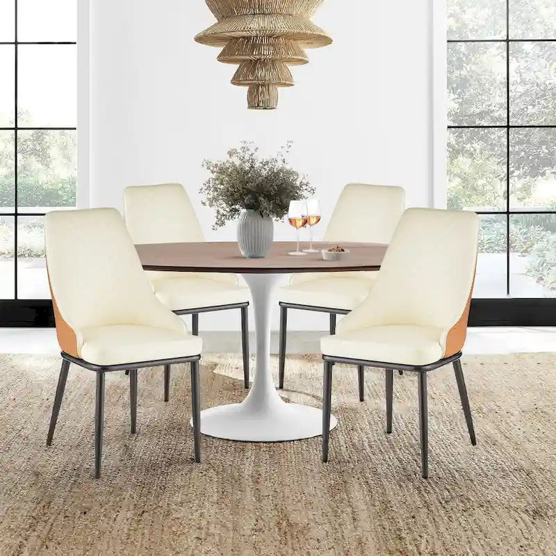Faux Leather Dining Chair, Set of 2 – Orange / Dark Grey / Black / Blue / Light Grey