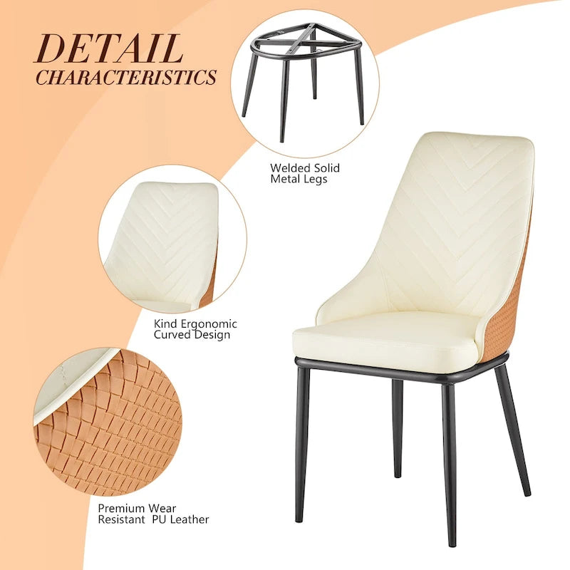 Faux Leather Dining Chair, Set of 2 – Orange / Dark Grey / Black / Blue / Light Grey