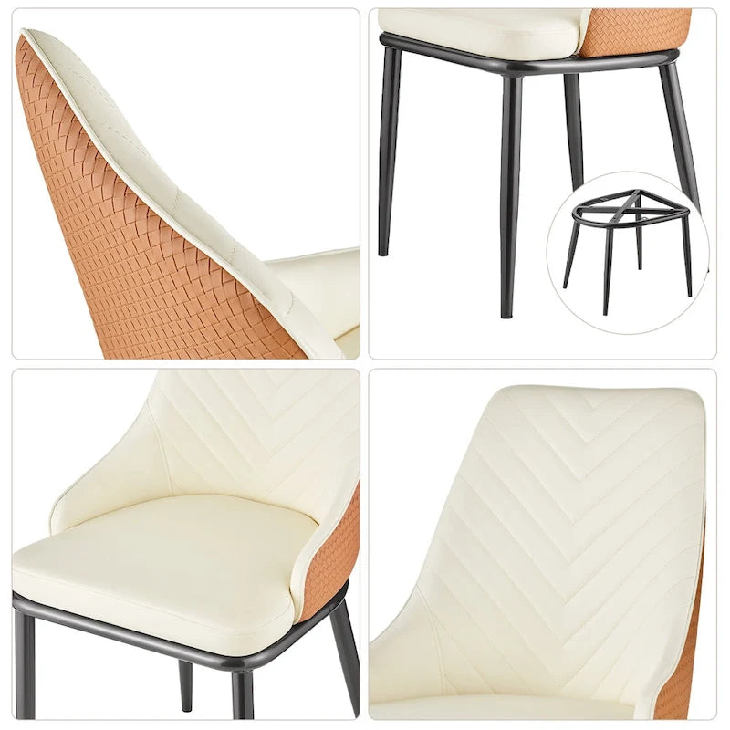 Faux Leather Dining Chair, Set of 2 – Orange / Dark Grey / Black / Blue / Light Grey