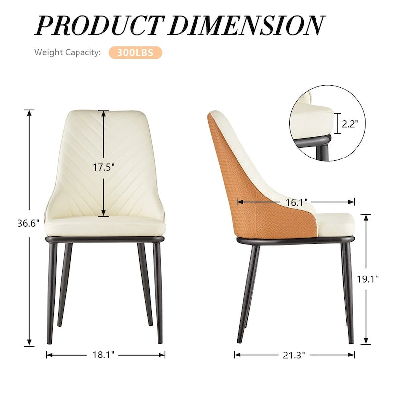 Faux Leather Dining Chair, Set of 2 – Orange / Dark Grey / Black / Blue / Light Grey