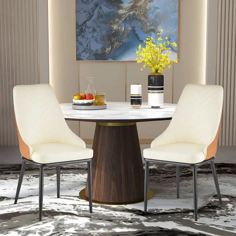 Faux Leather Dining Chair, Set of 2 – Orange / Dark Grey / Black / Blue / Light Grey
