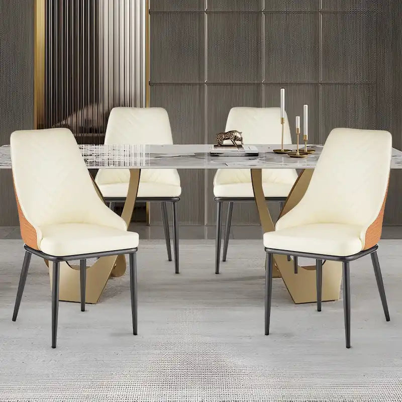 Faux Leather Dining Chair, Set of 2 – Orange / Dark Grey / Black / Blue / Light Grey