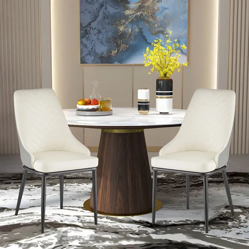 Faux Leather Dining Chair, Set of 2 – Orange / Dark Grey / Black / Blue / Light Grey