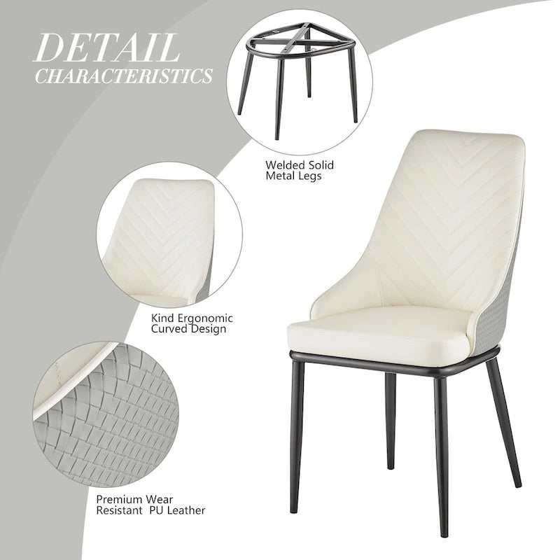 Faux Leather Dining Chair, Set of 2 – Orange / Dark Grey / Black / Blue / Light Grey