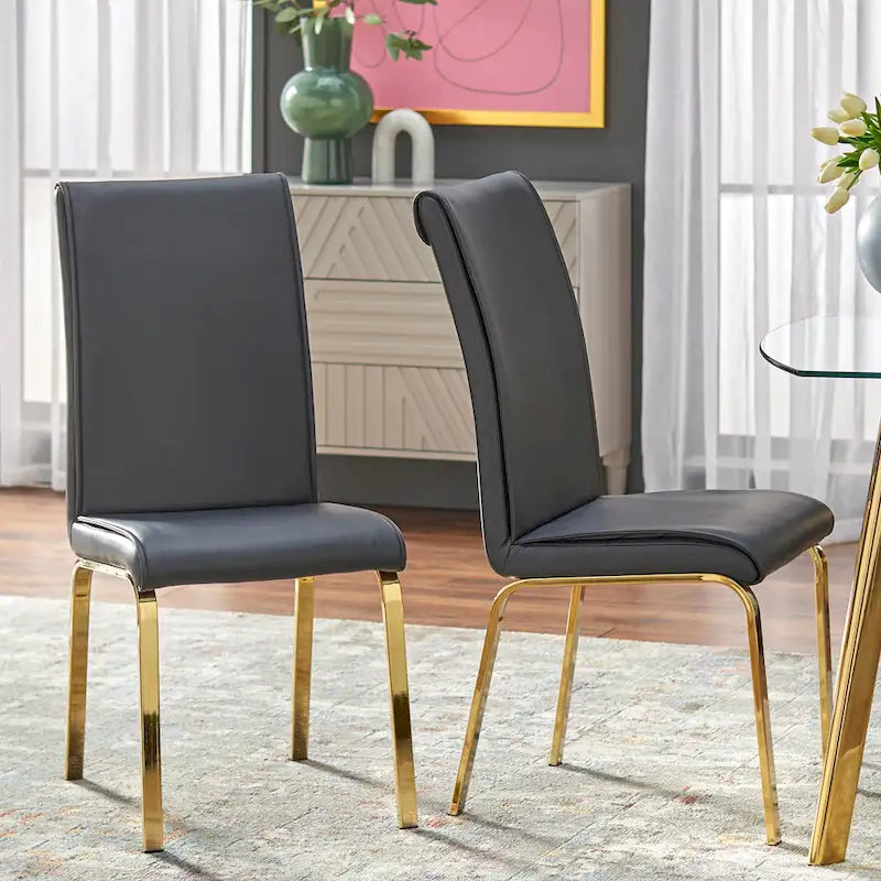 5-Piece Dining Set with Glass Top, Parsons Chairs, White/Black, Seats 4