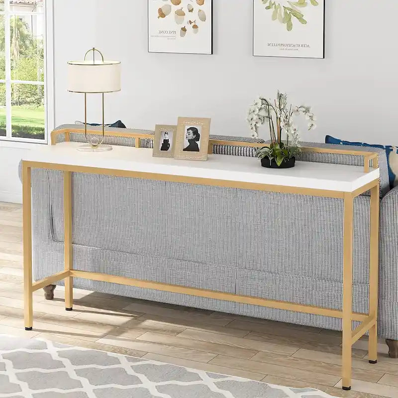 Brown / White / Grey Narrow Console Table, 70.9" Long, For 1