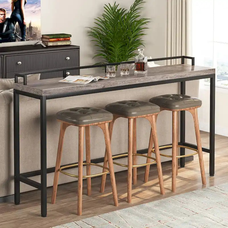 Brown / White / Grey Narrow Console Table, 70.9" Long, For 1