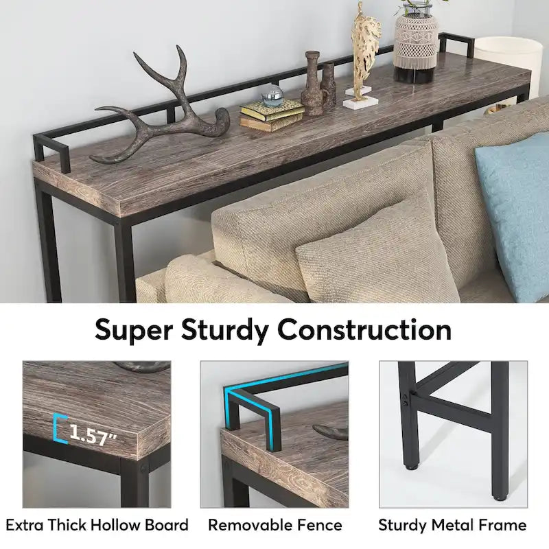 Brown / White / Grey Narrow Console Table, 70.9" Long, For 1