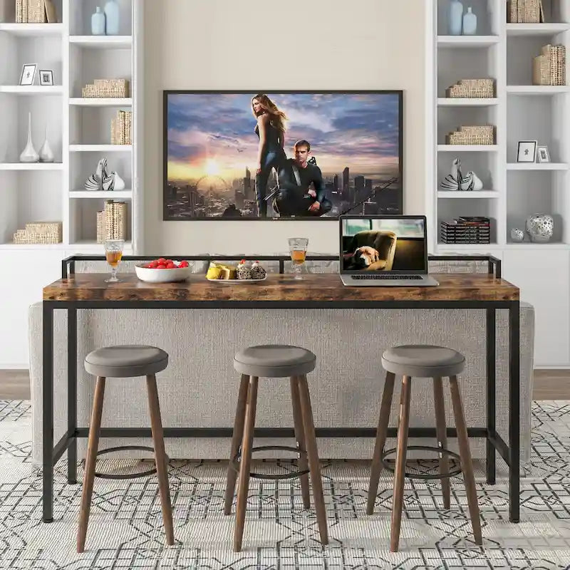 Brown / White / Grey Narrow Console Table, 70.9" Long, For 1