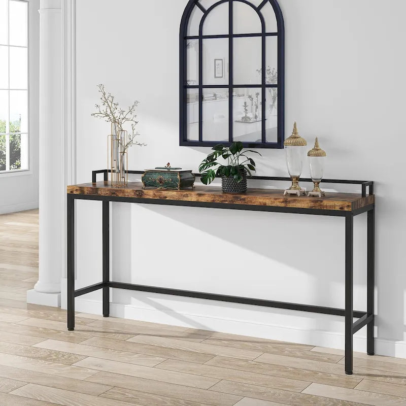 Brown / White / Grey Narrow Console Table, 70.9" Long, For 1