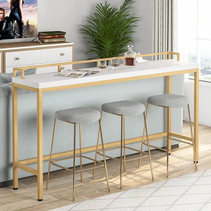 Brown / White / Grey Narrow Console Table, 70.9" Long, For 1