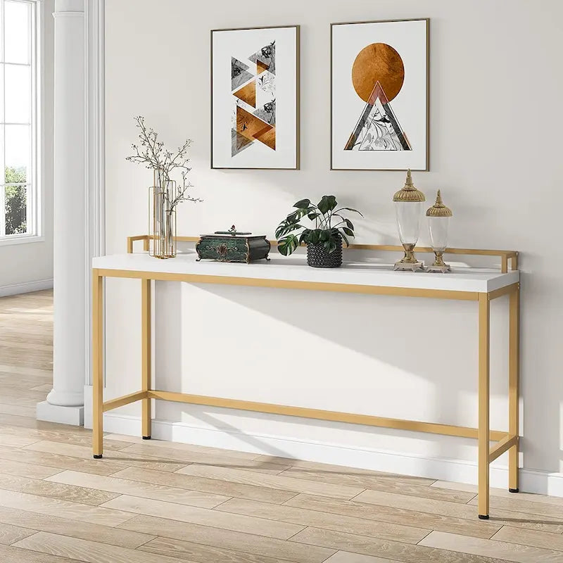 Brown / White / Grey Narrow Console Table, 70.9" Long, For 1