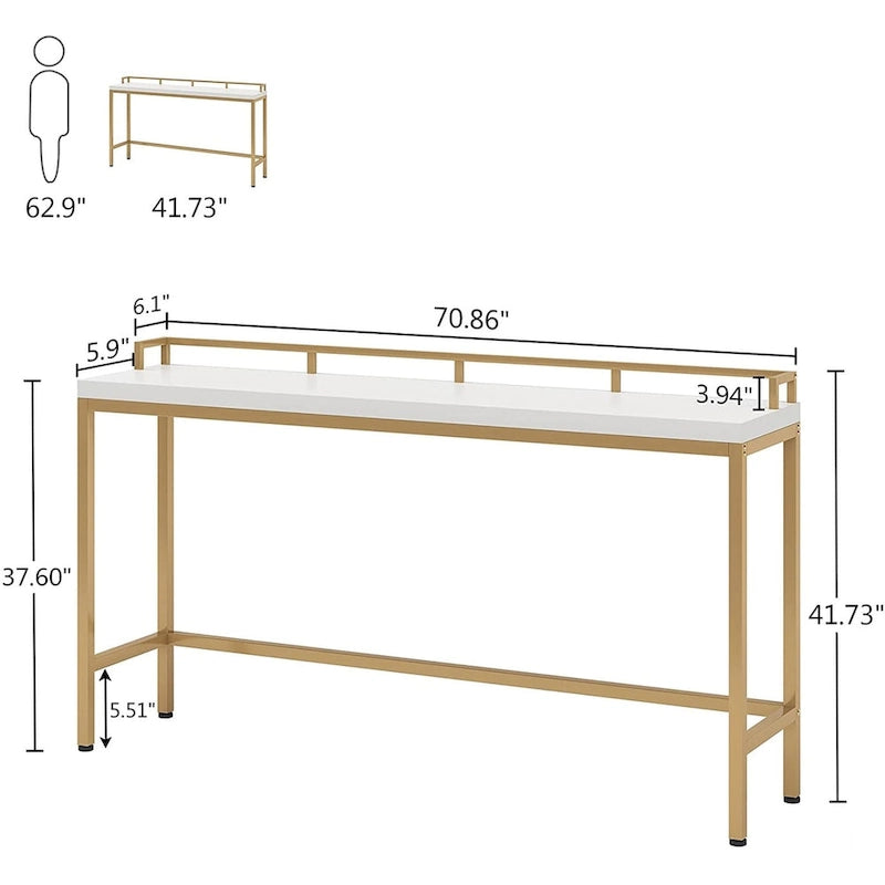 Brown / White / Grey Narrow Console Table, 70.9" Long, For 1
