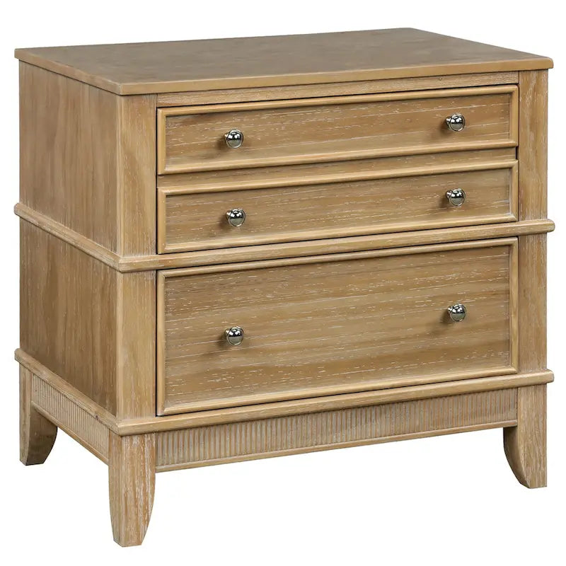 Coffee / Natural 3-Drawer Nightstand – Classic Wood Style, Single