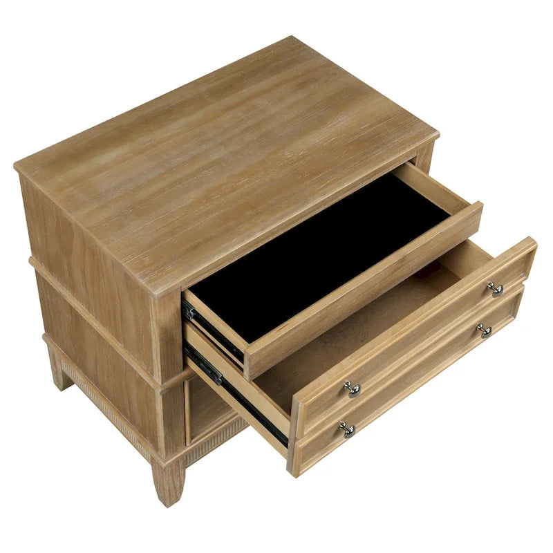 Coffee / Natural 3-Drawer Nightstand – Classic Wood Style, Single