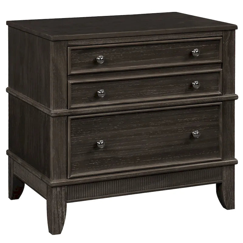 Coffee / Natural 3-Drawer Nightstand – Classic Wood Style, Single