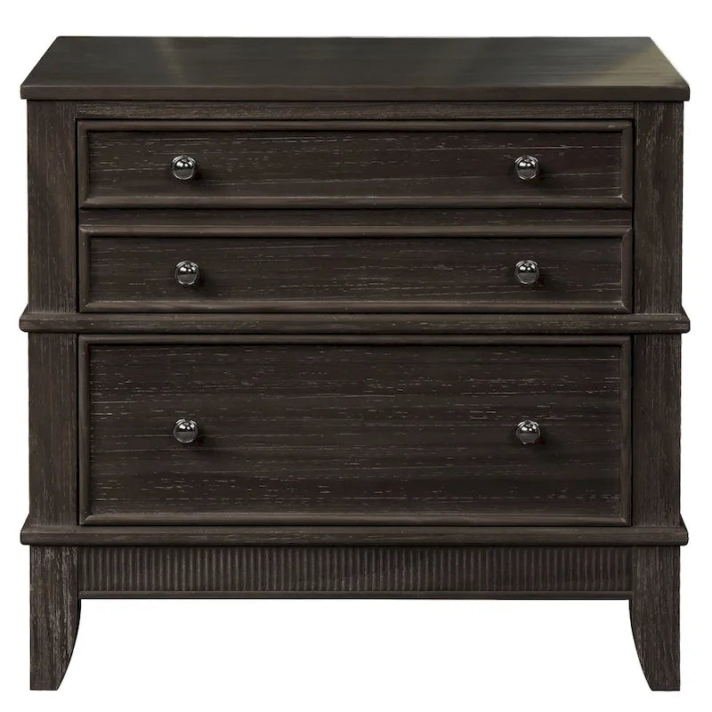 Coffee / Natural 3-Drawer Nightstand – Classic Wood Style, Single