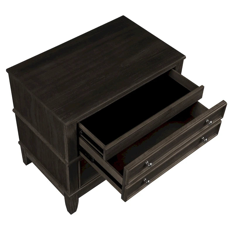 Coffee / Natural 3-Drawer Nightstand – Classic Wood Style, Single