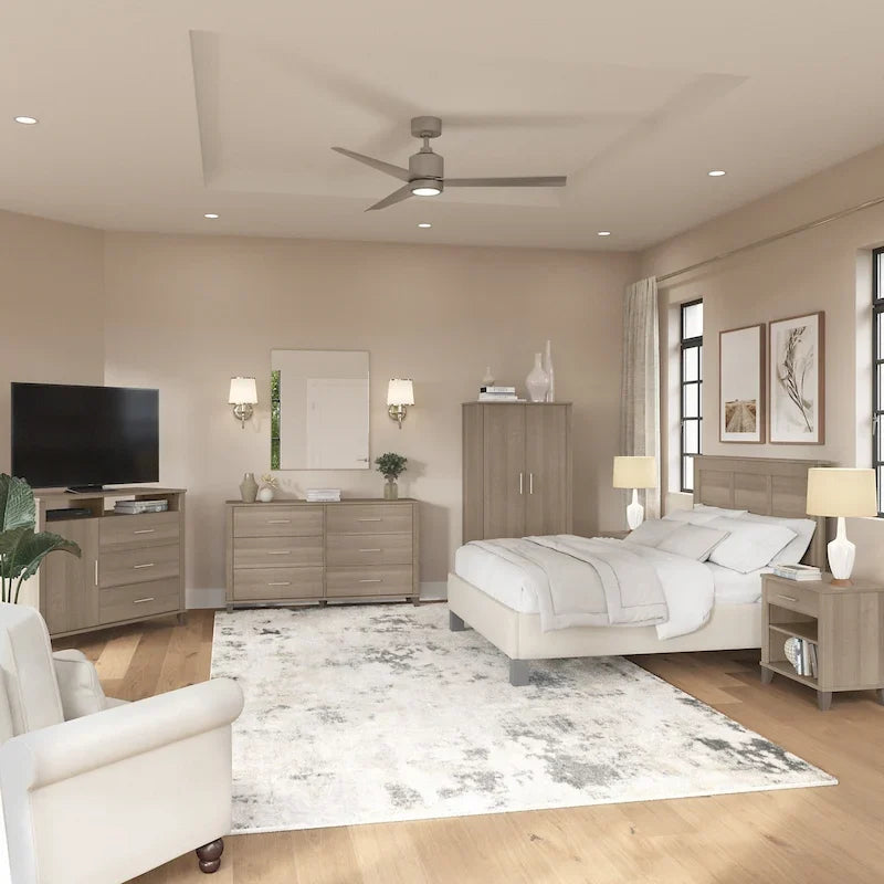 6-Piece Bedroom Set, Full/Queen – Platinum Gray / Ash Gray / Storm Gray / Fresh Walnut