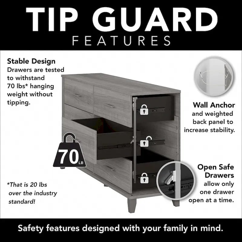 6-Piece Bedroom Set, Full/Queen – Platinum Gray / Ash Gray / Storm Gray / Fresh Walnut