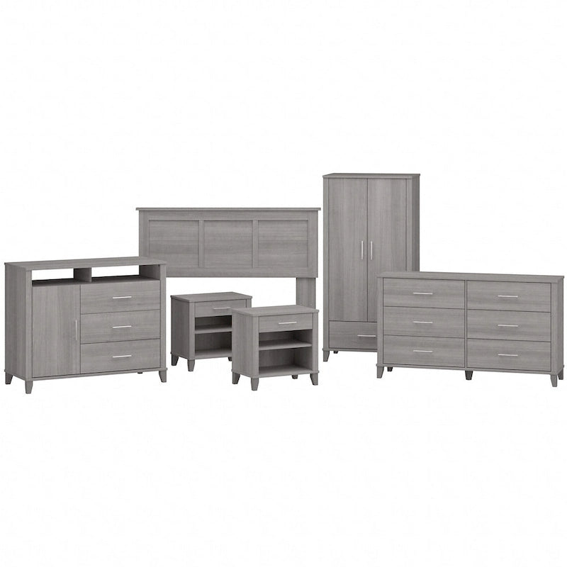 6-Piece Bedroom Set, Full/Queen – Platinum Gray / Ash Gray / Storm Gray / Fresh Walnut