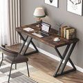 Vintage Brown 55" Writing Desk, Z-Shape Legs, 1-Person