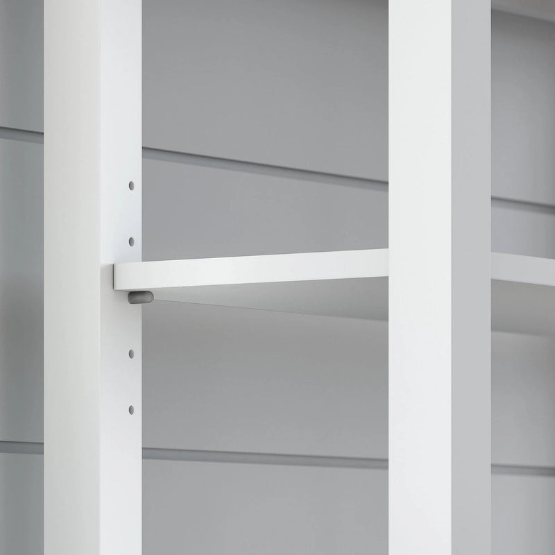 Shiplap Gray / Vintage Black Tall Hutch Organizer – Modern Farmhouse, 2-Shelf Open Storage